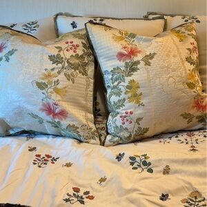 Scalamandre French floral brocade pair of euro shams.